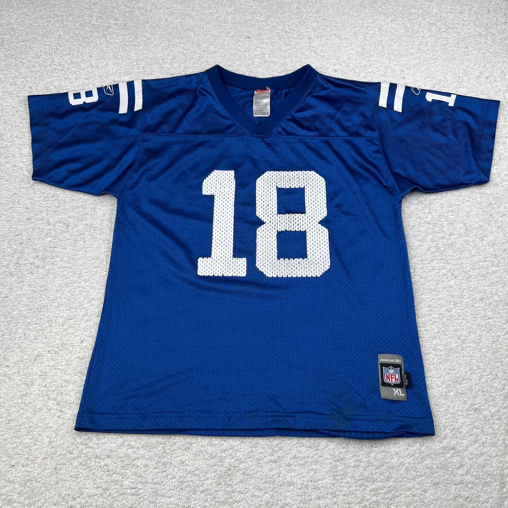Reebok NFL Indianapolis Colts‎ Peyton Manning 18 Blue Mesh Jersey Kids XL 18-20
